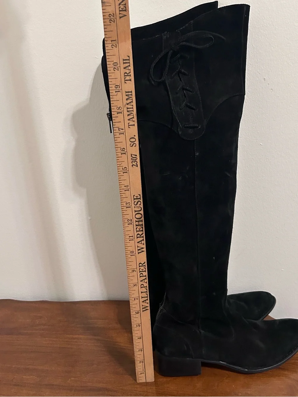 Born Black Suede Over-the-Knee Lace-Up Tall Riding Festival Boots Size 8